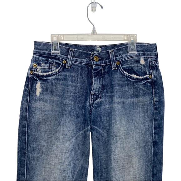 7 For All Mankind Dojo Jeans size 27 Dark Blue Denim Grommet Pockets - Picture 3 of 16